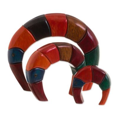Alternate image for Colorful Wood Sculptures from Peru Set of 3 Elephant Arches