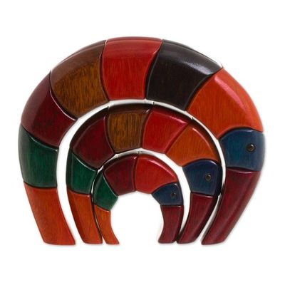 Alternate image for Colorful Wood Sculptures from Peru Set of 3 Elephant Arches