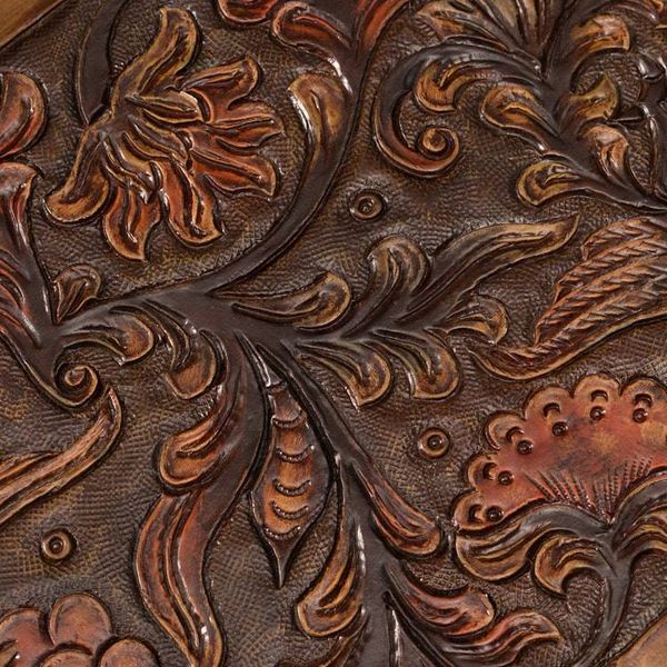 Alternate image for Floral Bird-Themed Embossed Leather and Wood Serving Tray Garden of Splendor