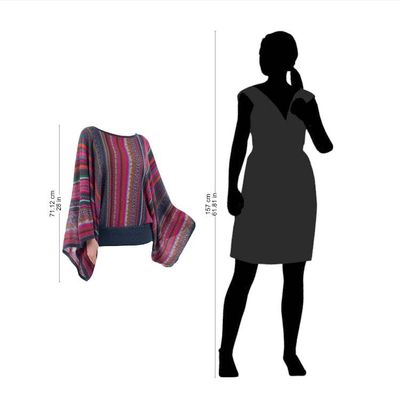 Alternate image for Colorful Striped Alpaca Wool Blend Sweater from Peru Fiesta Dance