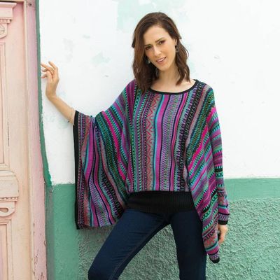 Alternate image for Knit Multicolor Striped Pullover Sweater from Peru Butterfly Dance