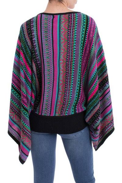 Alternate image for Knit Multicolor Striped Pullover Sweater from Peru Butterfly Dance