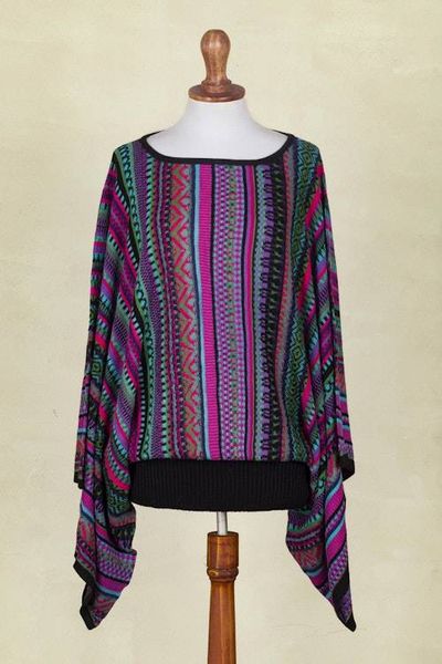 Alternate image for Knit Multicolor Striped Pullover Sweater from Peru Butterfly Dance