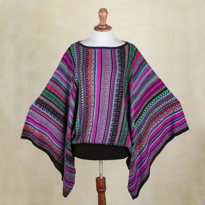 Alternate image for Knit Multicolor Striped Pullover Sweater from Peru Butterfly Dance