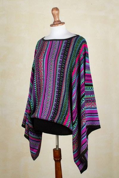 Alternate image for Knit Multicolor Striped Pullover Sweater from Peru Butterfly Dance
