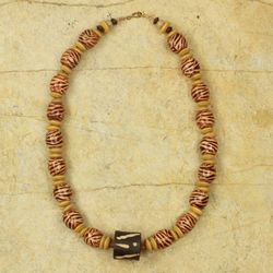 Image for Artisan Crafted Necklace Ghana Beaded Jewelry Desert Bird