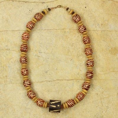 Alternate image for Artisan Crafted Necklace Ghana Beaded Jewelry Desert Bird