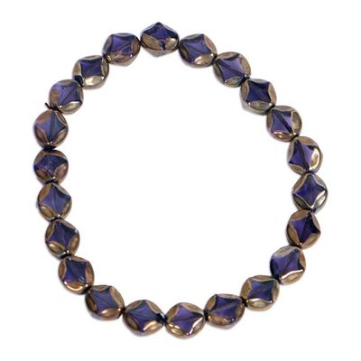 Alternate image for Pair of Black and Golden Glass Beaded Stretch Bracelets Medowiase