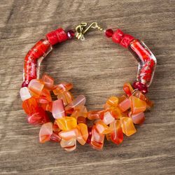 Image for Agate and Recycled Glass Bracelet God of Fire