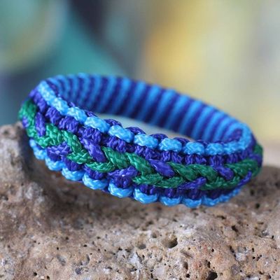 Primary image for Hand Crafted African Bangle Bracelet Blue and Green Hausa