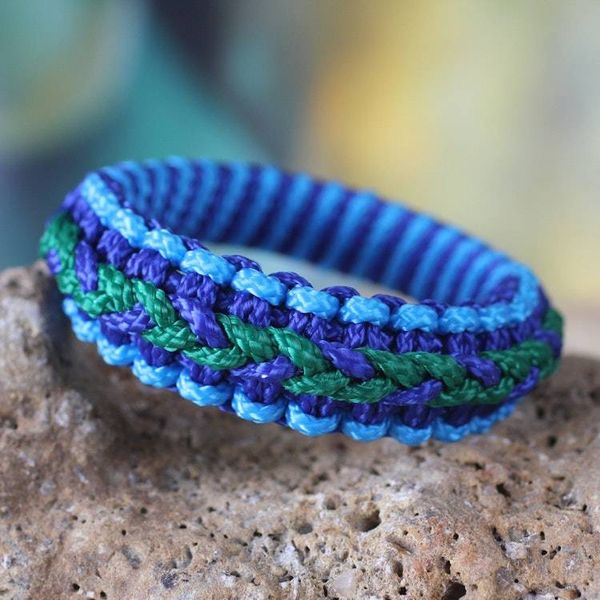 Alternate image for Hand Crafted African Bangle Bracelet Blue and Green Hausa