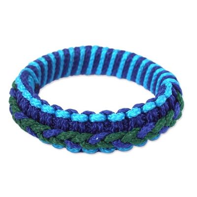 Alternate image for Hand Crafted African Bangle Bracelet Blue and Green Hausa