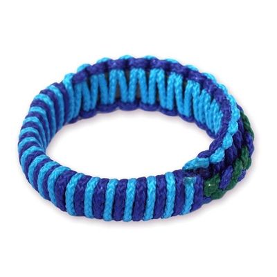 Alternate image for Hand Crafted African Bangle Bracelet Blue and Green Hausa