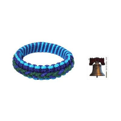 Alternate image for Hand Crafted African Bangle Bracelet Blue and Green Hausa