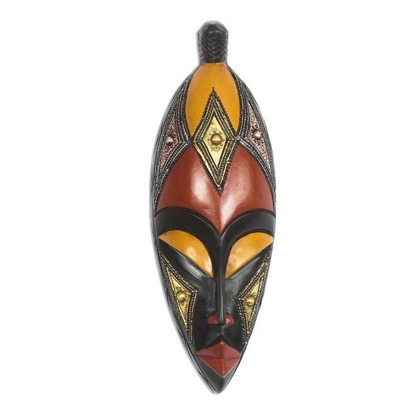 Alternate image for Baule-Inspired African Wood Mask from Ghana Baule Style