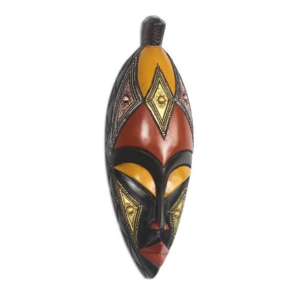 Alternate image for Baule-Inspired African Wood Mask from Ghana Baule Style