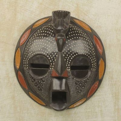 Primary image for Circular African Wood and Aluminum Mask from Ghana Bird Wisdom