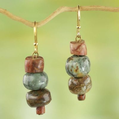 Primary image for Soapstone and Bauxite Bead Dangle Earrings from Ghana Rustic Joy