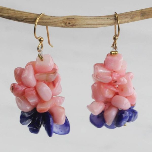 Alternate image for Agate Chip Cluster Earrings with Brass Ear Hooks from Ghana Agate Ovation