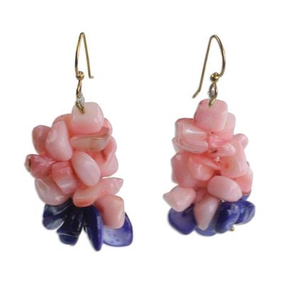 Alternate image for Agate Chip Cluster Earrings with Brass Ear Hooks from Ghana Agate Ovation