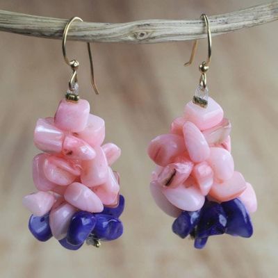 Alternate image for Agate Chip Cluster Earrings with Brass Ear Hooks from Ghana Agate Ovation