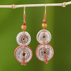 Image for Hand Made Recycled Paper Dangle Earrings Music Festival