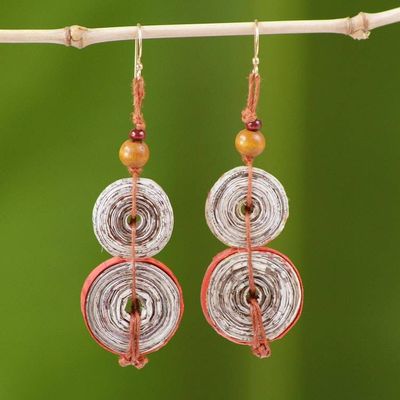 Primary image for Hand Made Recycled Paper Dangle Earrings Music Festival