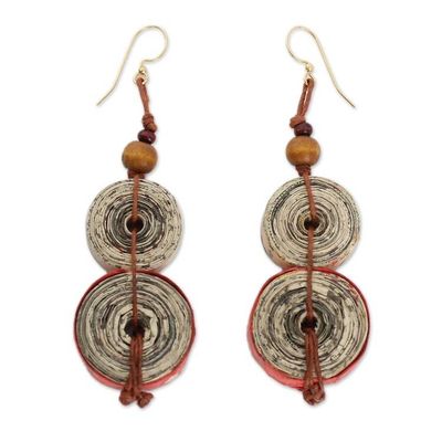 Alternate image for Hand Made Recycled Paper Dangle Earrings Music Festival