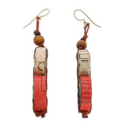 Alternate image for Hand Made Recycled Paper Dangle Earrings Music Festival