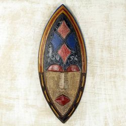 Image for West African Artisan Crafted Sese Wood Wall Mask Adepa