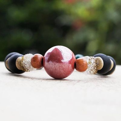 Alternate image for Recycled Glass Beaded Stretch Bracelet Market Beauty