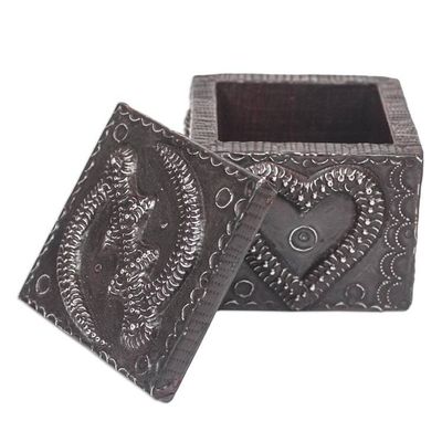 Alternate image for Adinkra Pattern Aluminum and Wood Decorative Box from Ghana Adinkra Secret