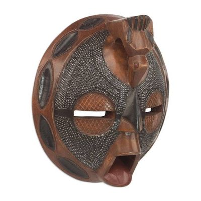 Alternate image for Hand Carved Wood and Embossed Aluminum Mask Wandering Star