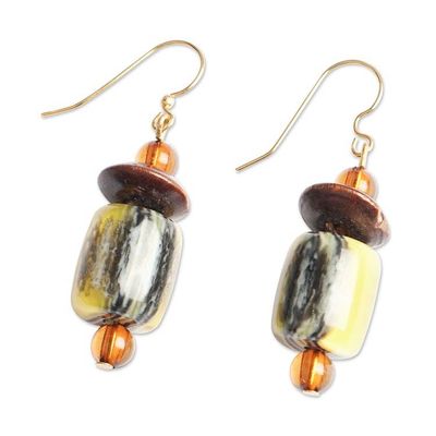 Alternate image for Eco-Friendly Glass and Sese Wood Beaded Dangle Earrings Eco Elegance