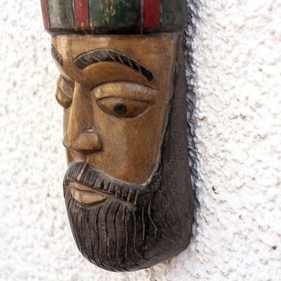 Alternate image for African Wood mask of a Bearded Face Crafted in Ghana Good Samaritan