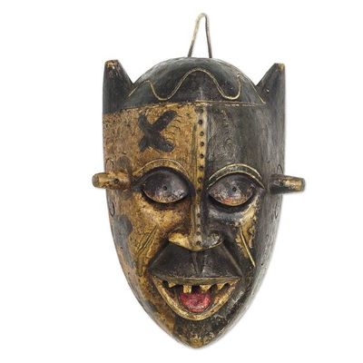Alternate image for Hand Made African Sese Wood Mask Bakongo Grin