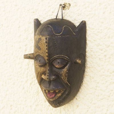 Alternate image for Hand Made African Sese Wood Mask Bakongo Grin