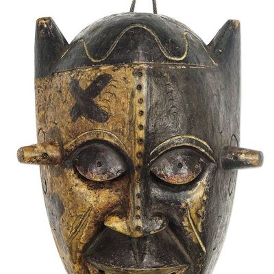 Alternate image for Hand Made African Sese Wood Mask Bakongo Grin