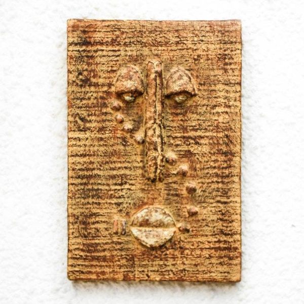 Alternate image for Rustic Sese Wood Portrait Relief Panel from Ghana Enigmatic Look