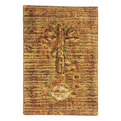 Alternate image for Rustic Sese Wood Portrait Relief Panel from Ghana Enigmatic Look