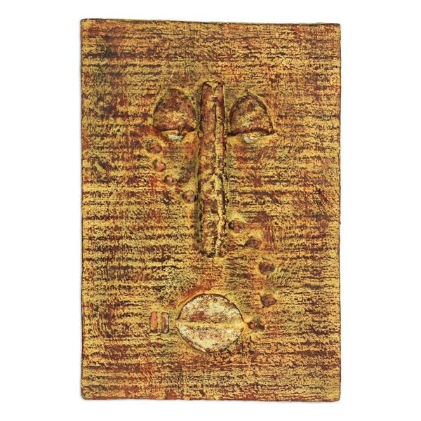 Alternate image for Rustic Sese Wood Portrait Relief Panel from Ghana Enigmatic Look