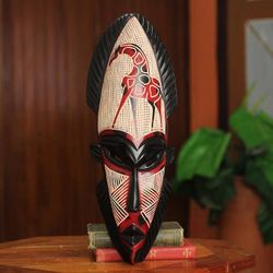 Image for Hand Carved Wood Mask African Giraffe Spirit II