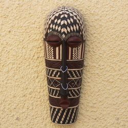 Image for Sese Wood and Recycled Glass Beaded Mask Songye II