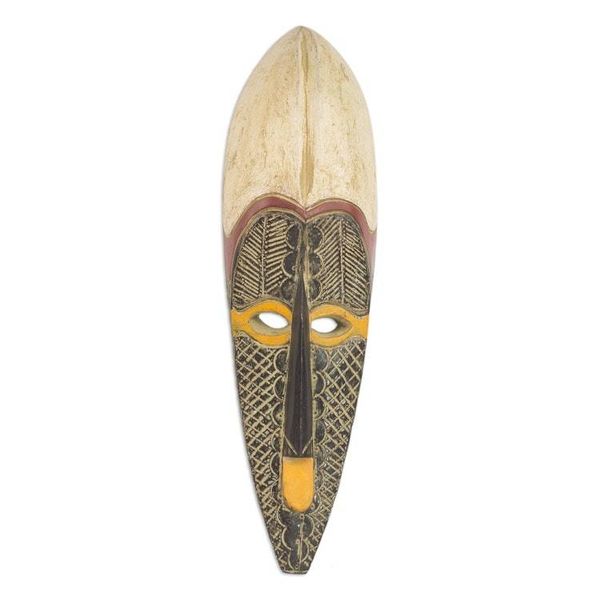 Alternate image for Handcrafted African Sese Wood Wall Mask from Ghana In the Distance