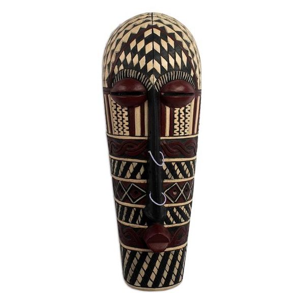 Alternate image for Sese Wood and Recycled Glass Beaded Mask Songye II