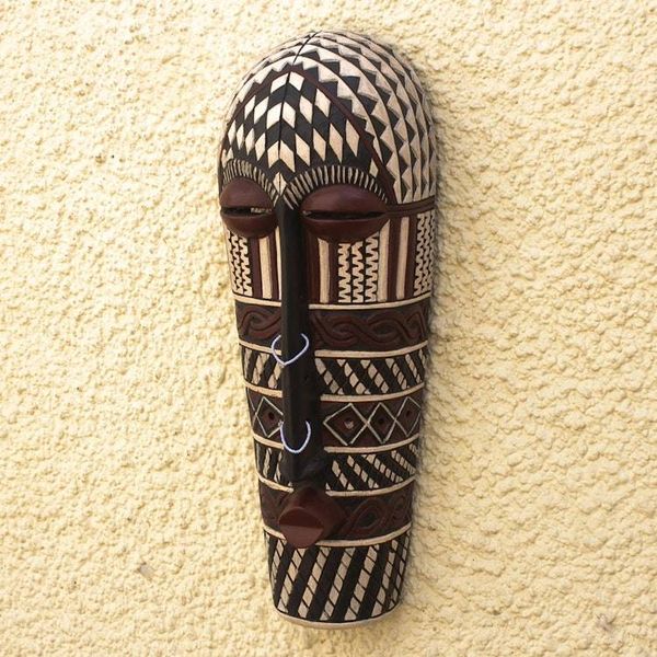 Alternate image for Sese Wood and Recycled Glass Beaded Mask Songye II