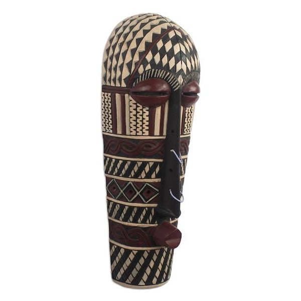 Alternate image for Sese Wood and Recycled Glass Beaded Mask Songye II