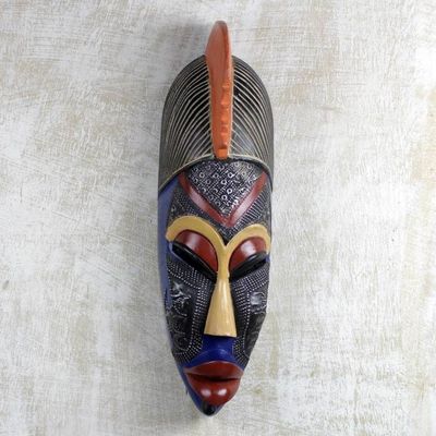 Alternate image for Ghanaian Hand Carved African Sese Wood Freedom Mask Free Wanderer