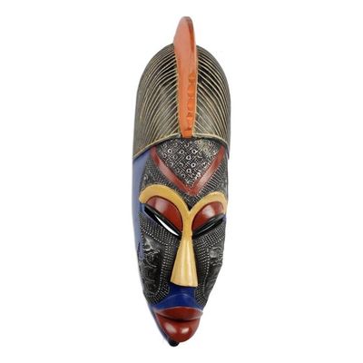 Alternate image for Ghanaian Hand Carved African Sese Wood Freedom Mask Free Wanderer