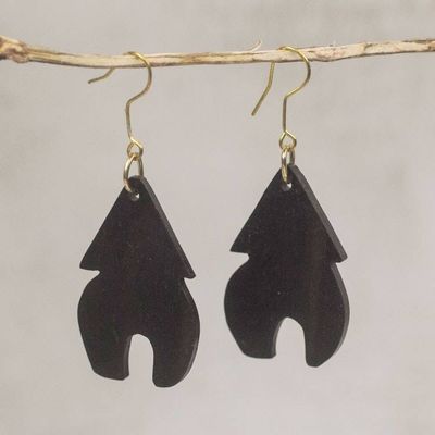 Primary image for Handcrafted Ebony Wood Village Home Dangle Earrings Village Home